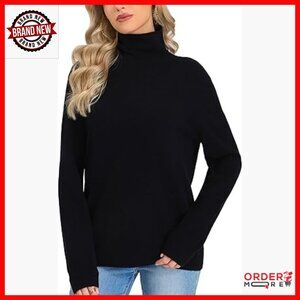 Merino Wool Turtleneck Sweater Fitted Pullover Winter Warm Knit Top
